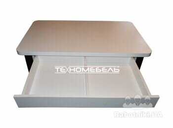 Кухонный стол ТЕХНОмебель с выдвижным ящиком белого цвета вид спереди