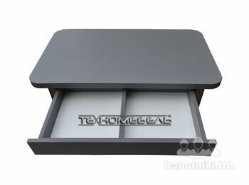 Кухонный стол ТЕХНОмебель с выдвижным ящиком серого цвета вид спереди