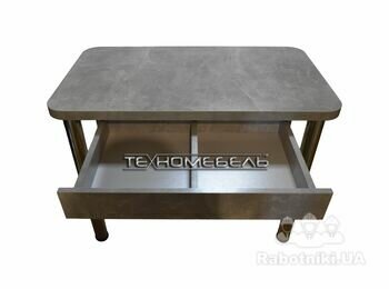 Кухонный стол ТЕХНОмебель с выдвижным ящиком цвета светло серый камень вид спереди