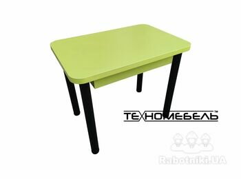 Кухонный стол ТЕХНОмебель с выдвижным ящиком цвет салатовый вид сбоку